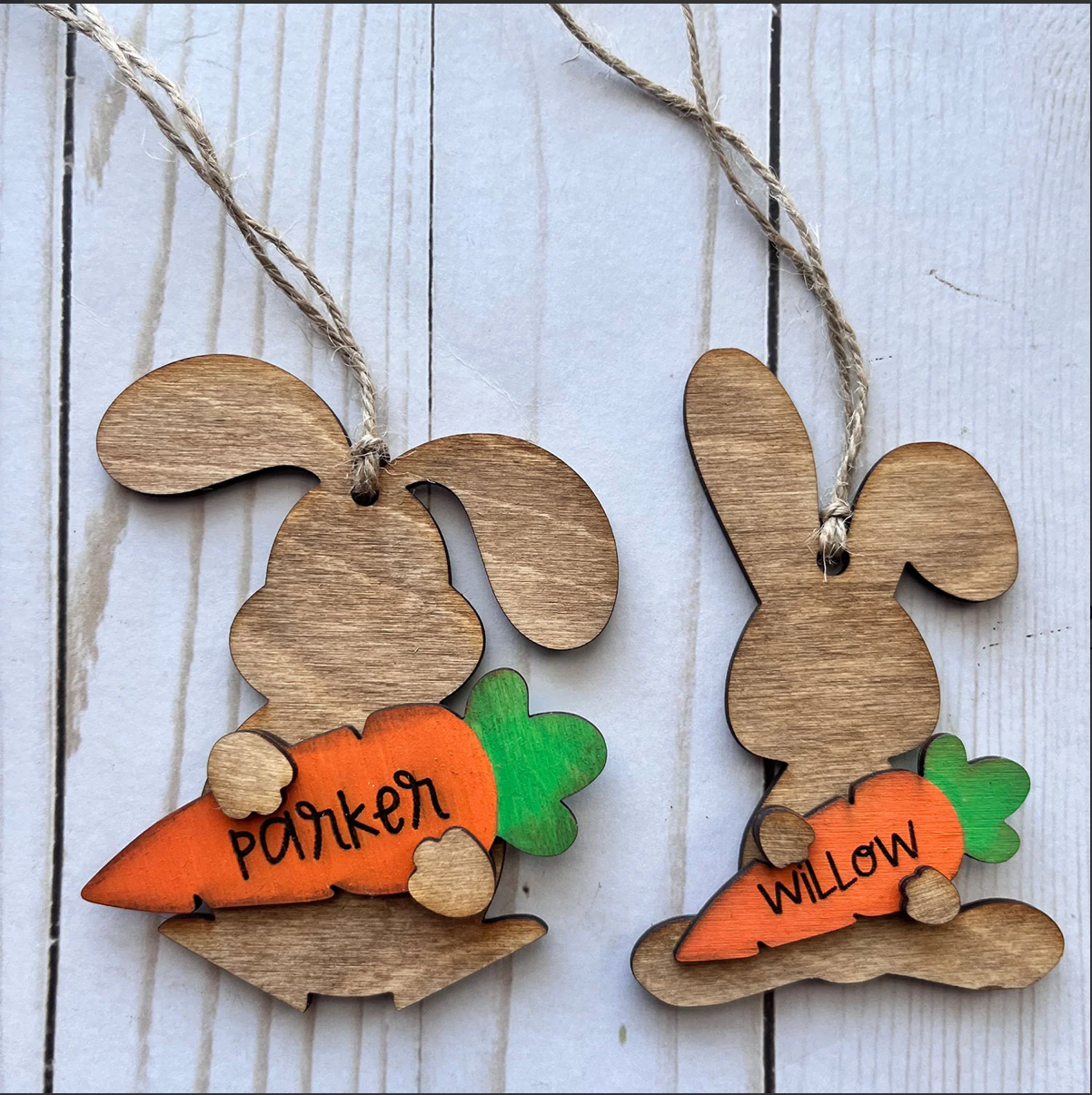 Set of 2 Craft Bunny & Carrot Gift Tag *Personalized*