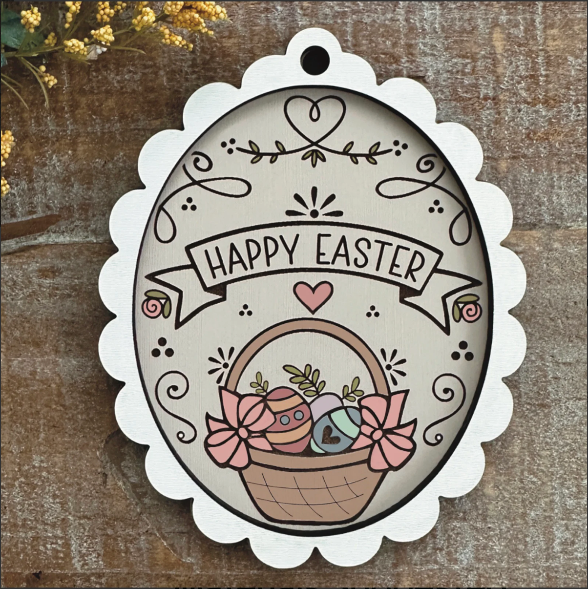 Doodle Style Happy Easter Basket Gift Tag