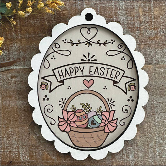 Doodle Style Happy Easter Basket Gift Tag