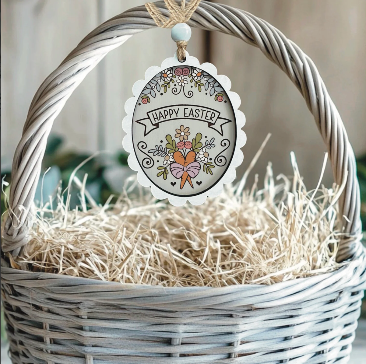 Doodle Style Happy Easter Carrot Bouquet Gift Tag