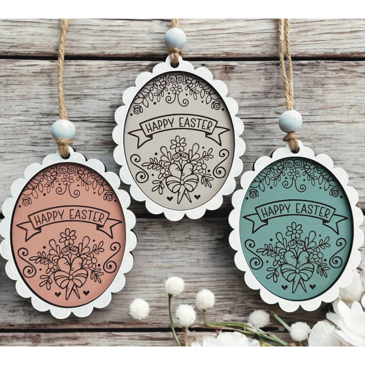 Doodle Style Happy Easter Carrot Bouquet Gift Tag