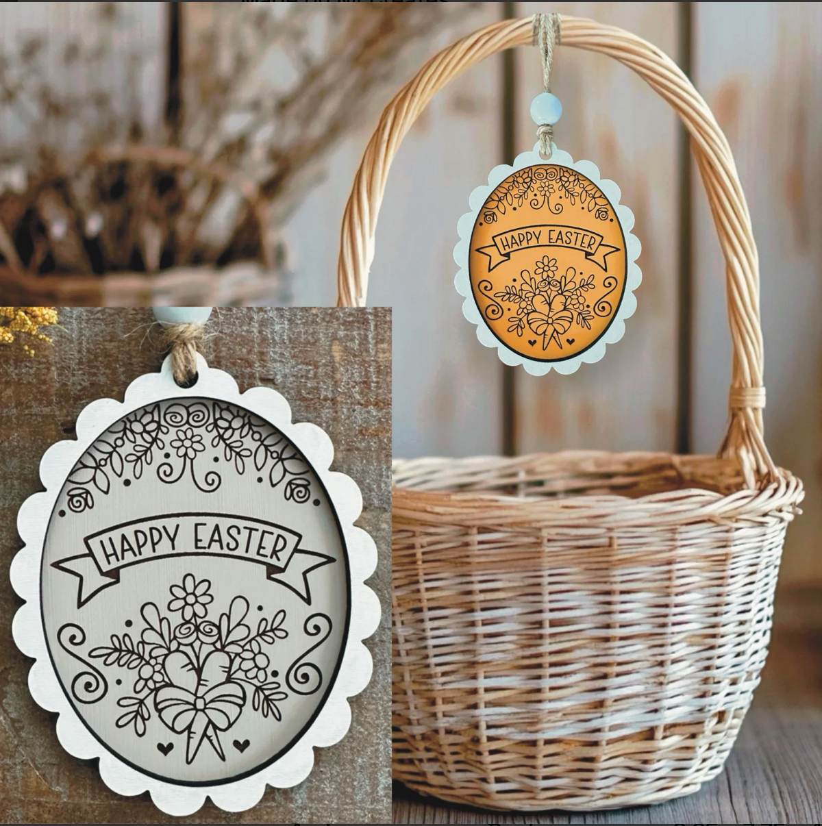 Doodle Style Happy Easter Carrot Bouquet Gift Tag