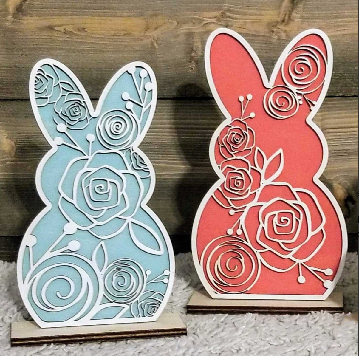 Floral Easter Bunny Set 3 Piece