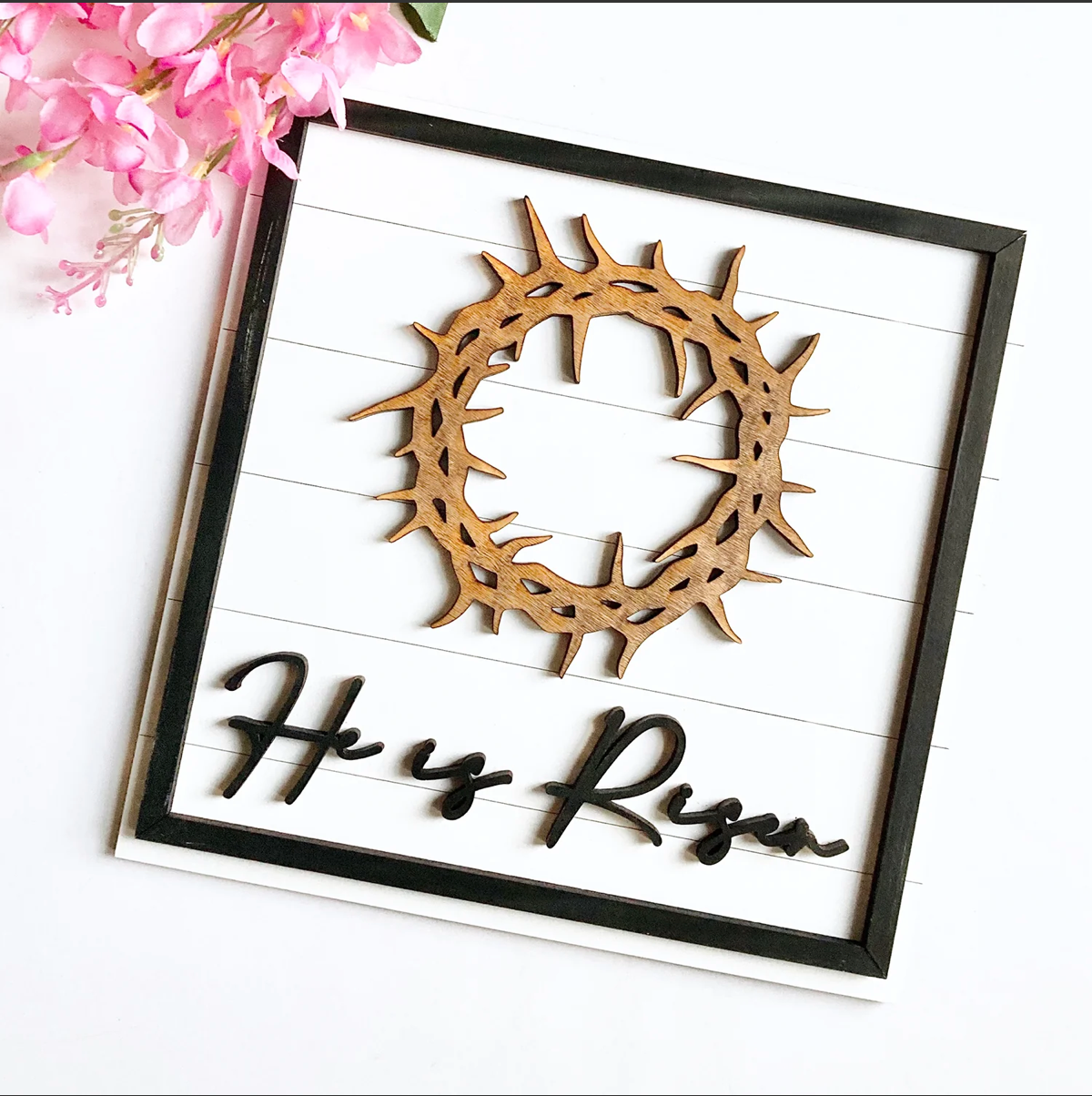 He is Risen Crown of Thorns Plaque