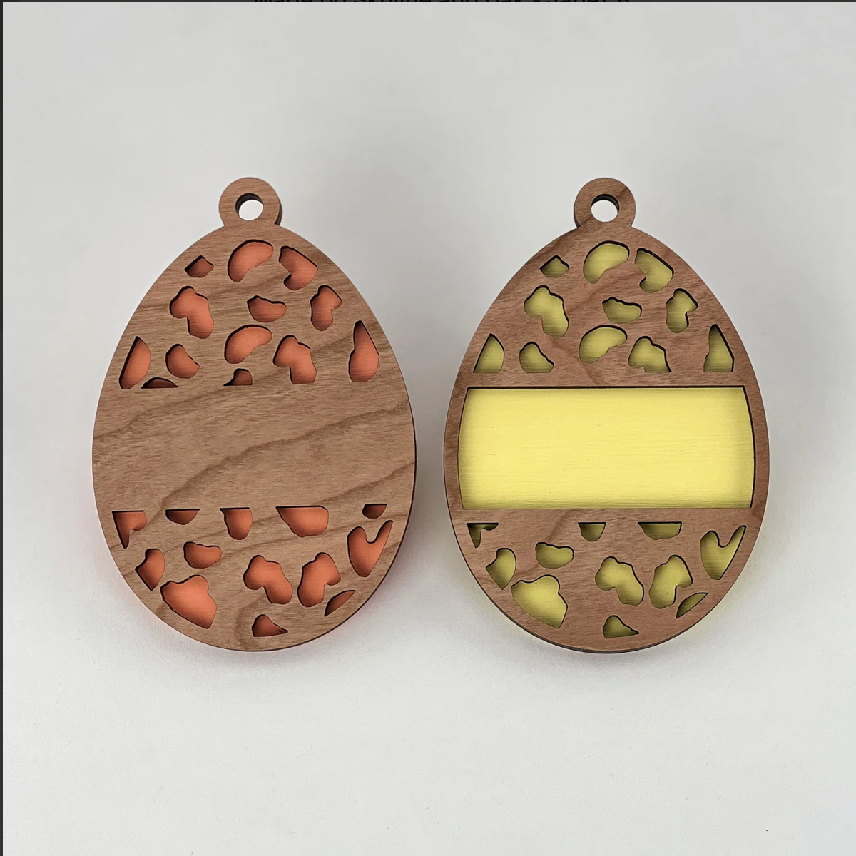Double-sided Wooden Cheetah Print Egg Gift Tag *Personalized*