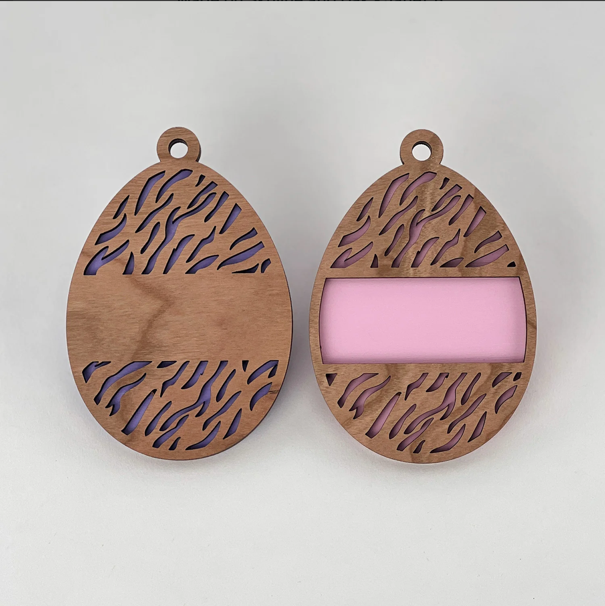 Double-sided Wooden Zebra Print Egg Gift Tag *Personalized*