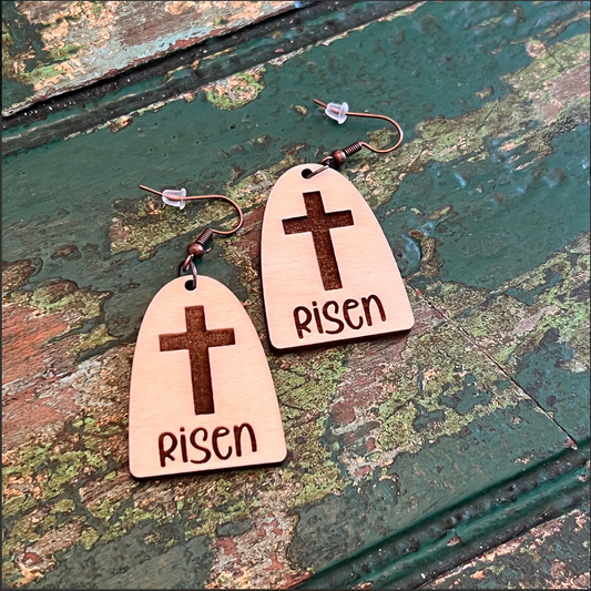 Risen Engraved Cross Arched Earrings