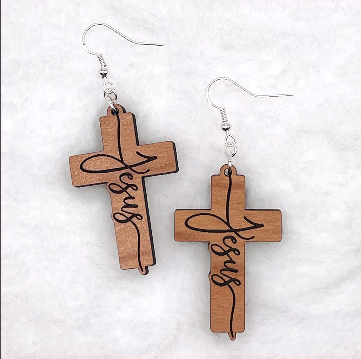 Jesus Dangle Cross Earrings
