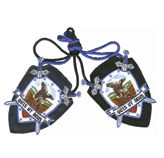 St. Michael DELUXE Wool/Woven Shield Scapular 3"