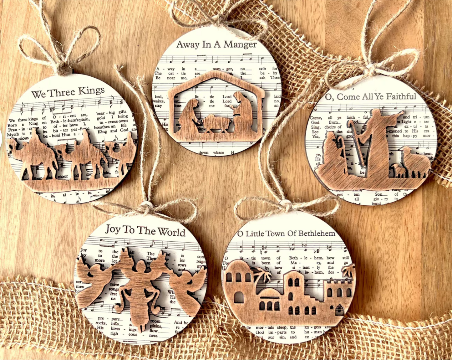 Nativity Music Sheet Ornament Collection