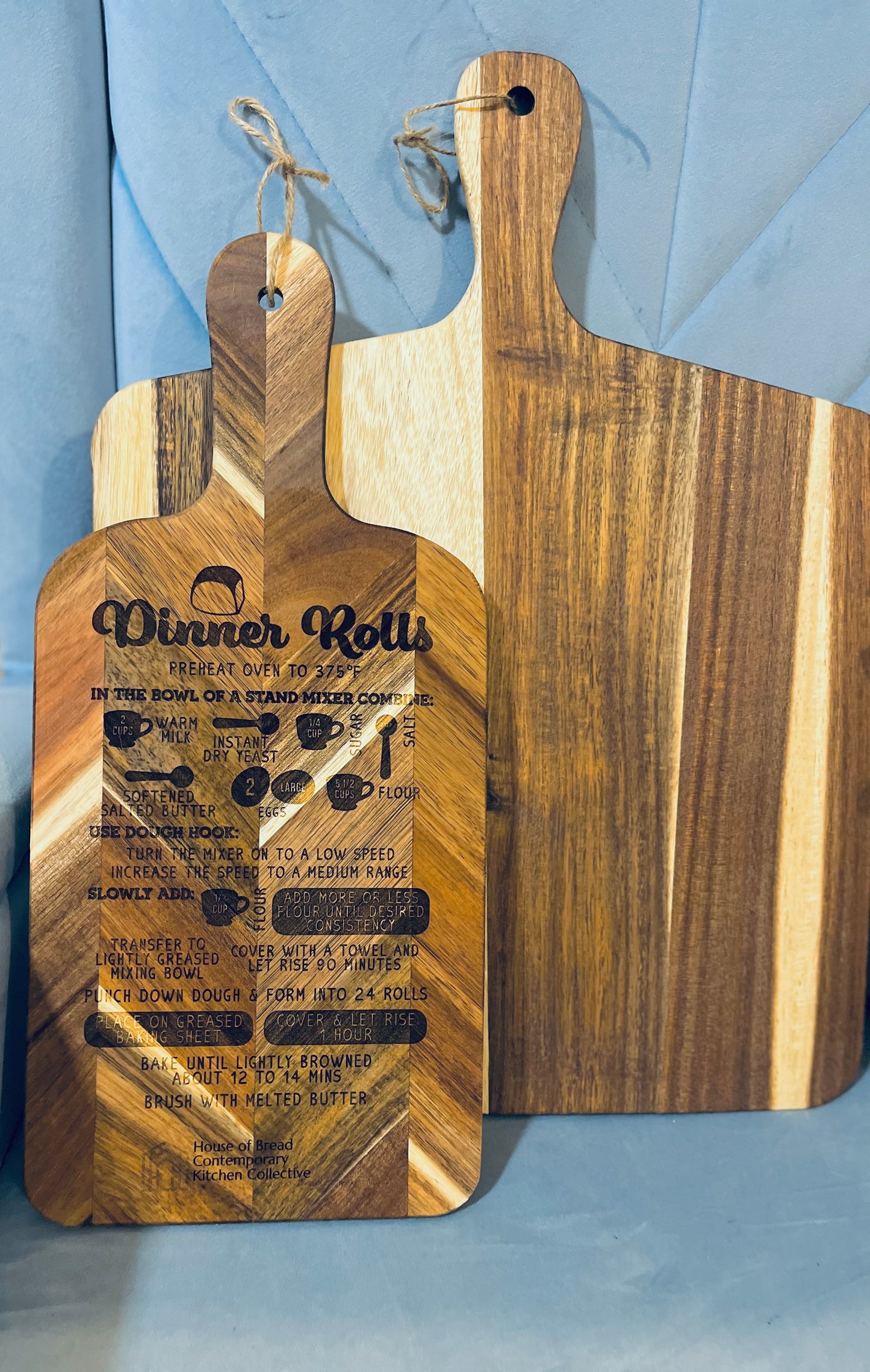 Recipes on Herringbone Acacia Wood Handle Board