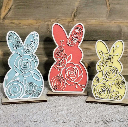 Floral Easter Bunny Set 3 Piece