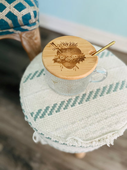 *Personalized* Lidded Glass Mug & Spoon