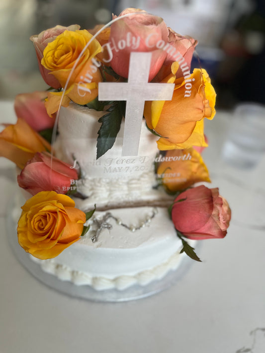 Acrylic Engraved Cake Topper & Sacramental Keepsake