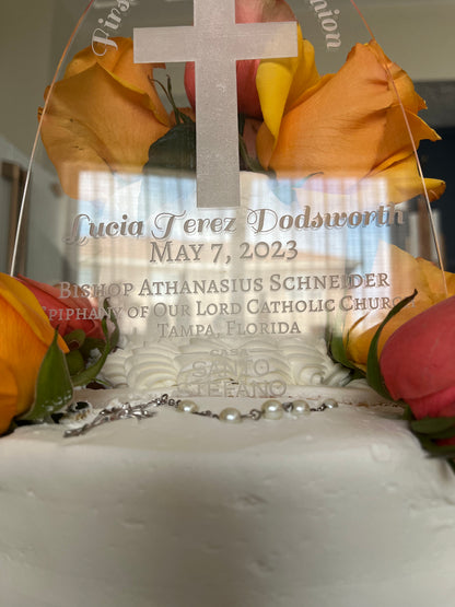 Acrylic Engraved Cake Topper & Sacramental Keepsake