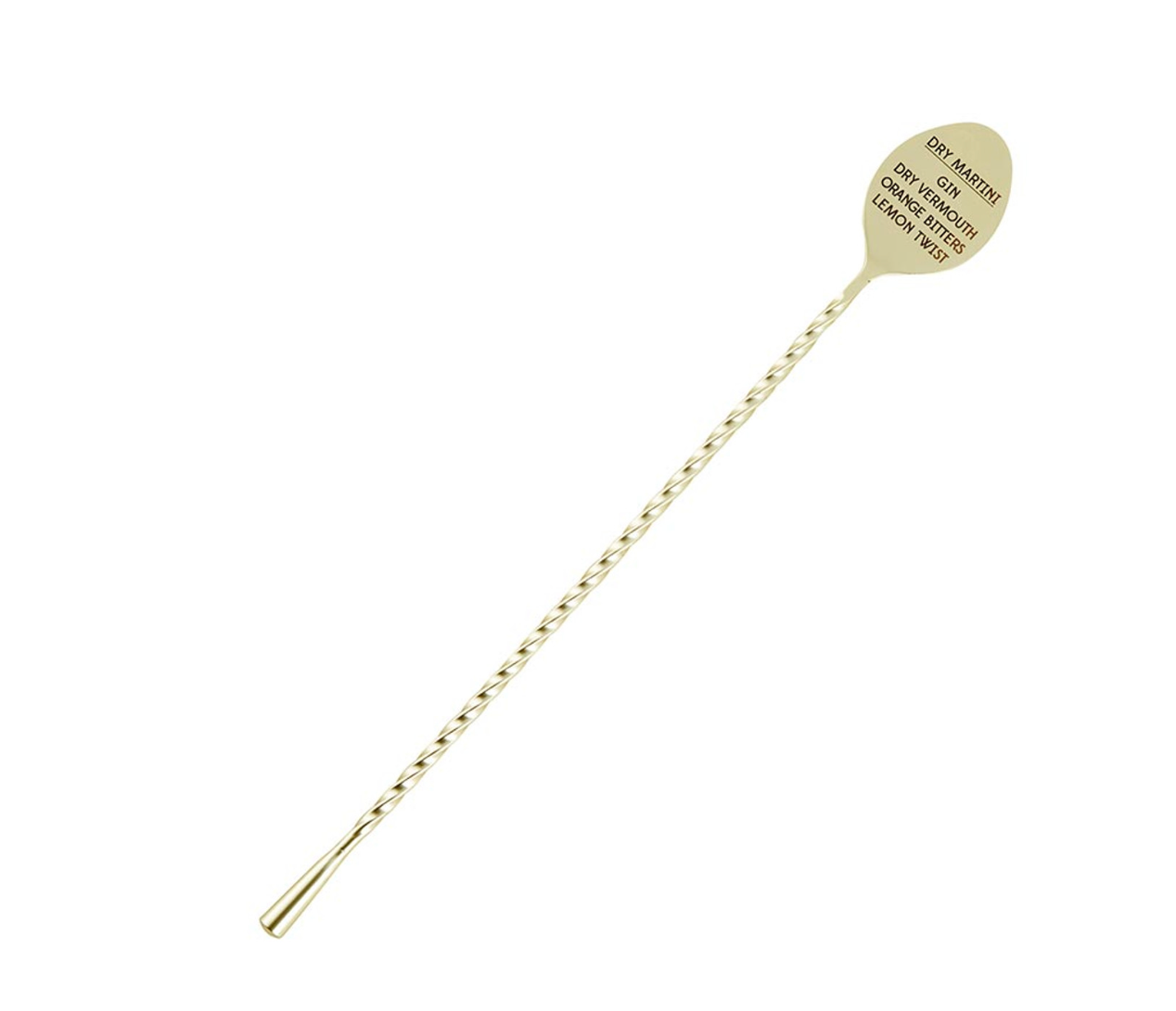 Martini Recipe Bar Spoon - Gold