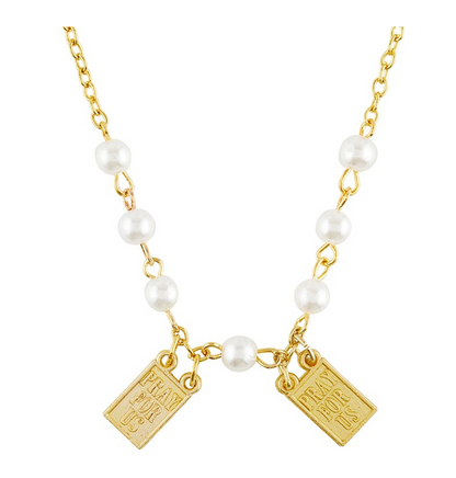 Faux Pearl Scapular Necklace