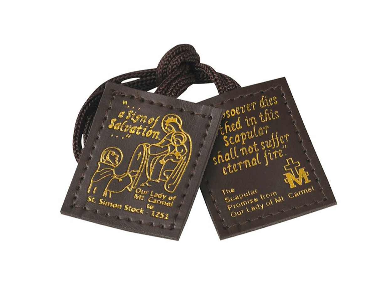 Brown wool LEATHER Scapular