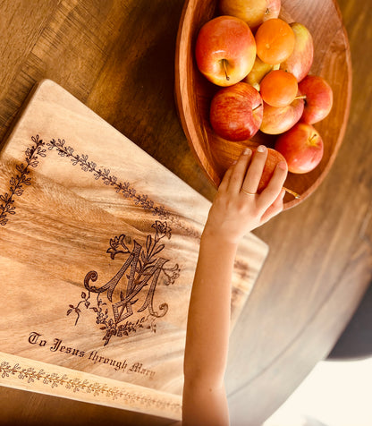 To Jesus through Mary Cutting Board or Tea Tray