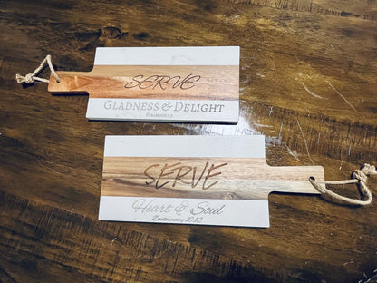 "SERVE" Marble & Acacia Wood- Dessert Charcuterie Boards