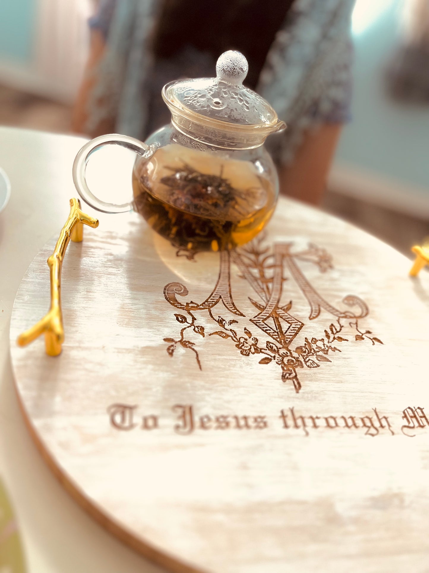 To Jesus through Mary Cutting Board or Tea Tray